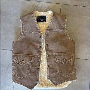 Vintage Tan Corduroy Sherpa-Lined Vest
